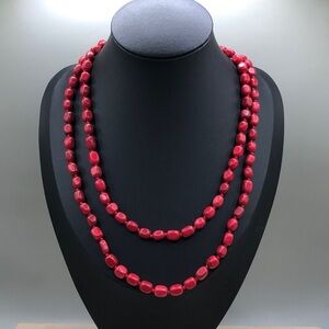 Anthology vintage red stone bead sterling silver 925 clasp necklace boho